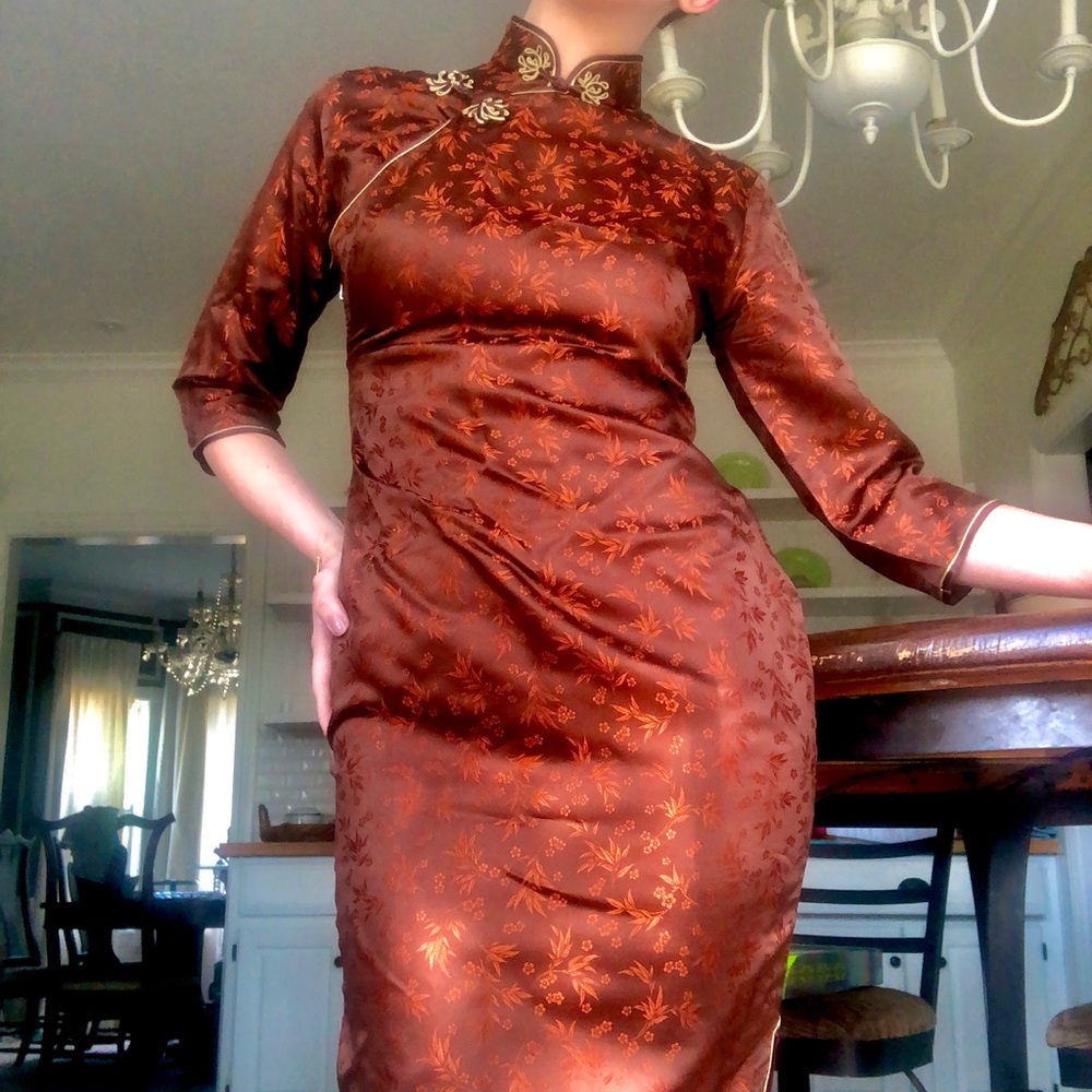 NWOT Double fortune silk cheongsam Chinese dress